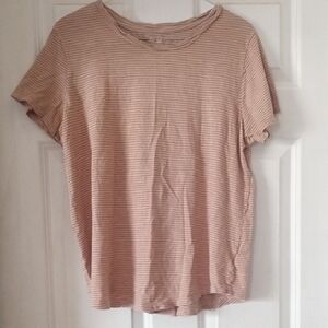 Old Navy Light Pink Striped Short Sleeve Tee
